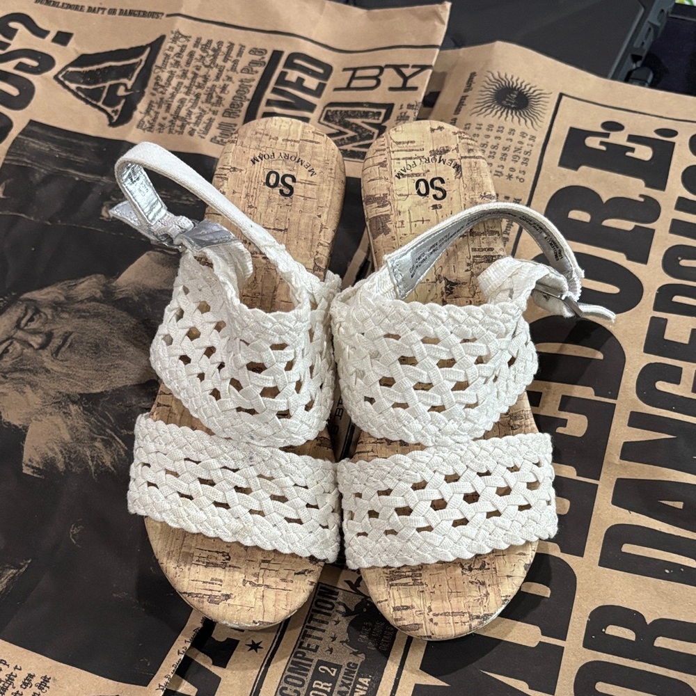 SO Kids White Braided Sandals